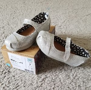 🛑SOLD🛑TOMS Silver Glitter Mary Jane's